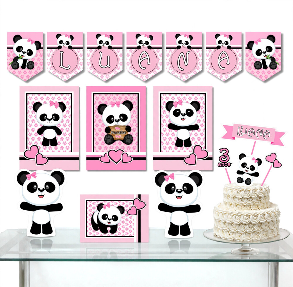 Kit Festa Urso Panda Infantil Papelaria | Só um Bolinho