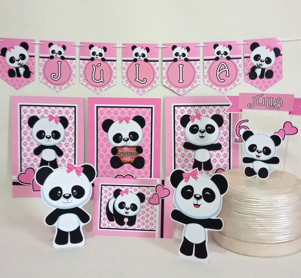 Kit Festa Urso Panda Menina Rosa | Só um Bolinho