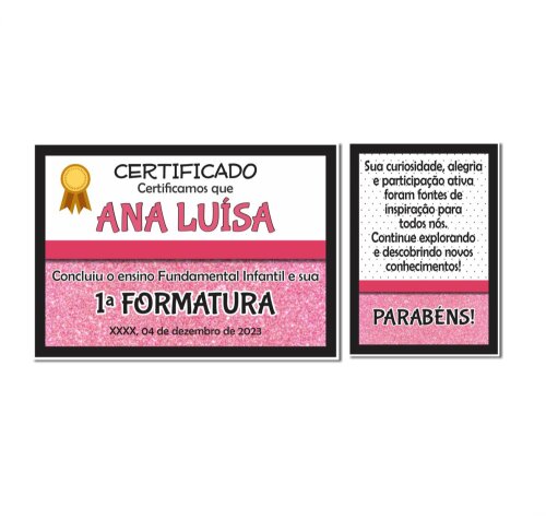 Kit Festa Formatura Infantil Menina Rosa | Papelaria Pronta