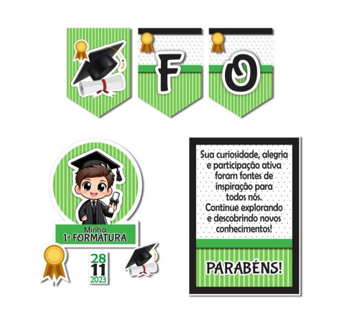 Kit Festa Formatura Infantil Menino | Papelaria Pronta ABC