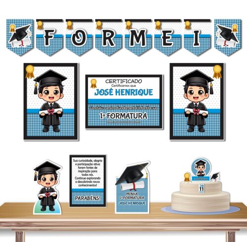 Kit Festa Formatura Infantil Menino | Papelaria Pronta ABC