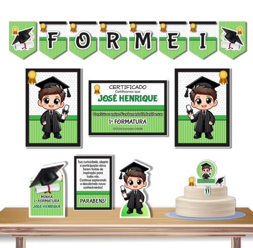 Kit Festa Formatura Infantil Menino | Papelaria Pronta ABC