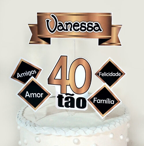 Kit Festa Aniversario Adulto Dourado E Branco | 40 50 60 Anos