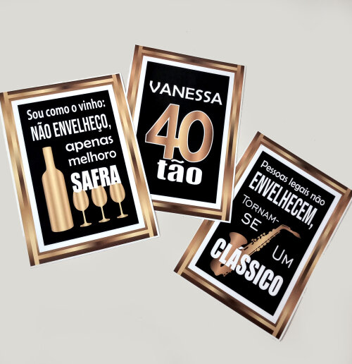 Kit Festa Aniversario Adulto Dourado E Branco | 40 50 60 Anos