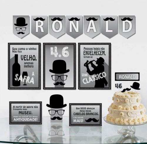 Kit Festa Aniversario Masculino Retro Vintage Bigode