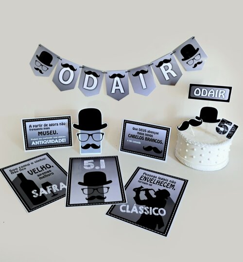 Kit Festa Aniversario Masculino Retro Vintage Bigode