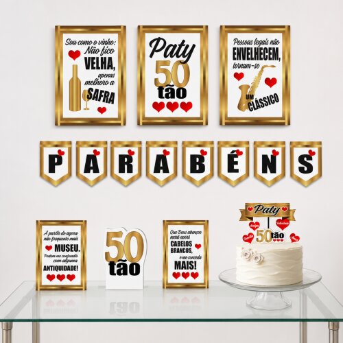 Kit Festa Aniversario Adulto Dourado E Branco | 40 50 60 Anos
