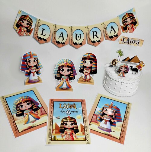Kit Festa Cleópatra Infantil Menina Papelaria Personalizada