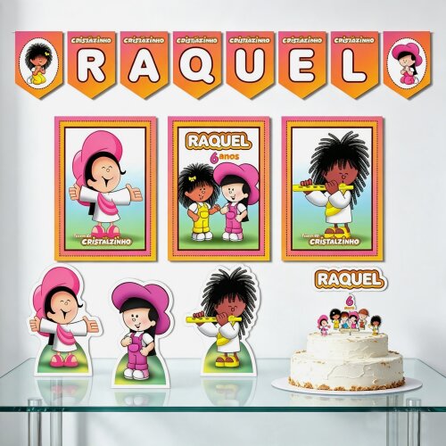 Kit Festa Turma do Cristãozinho Menina Rosa Papelaria Personalizada