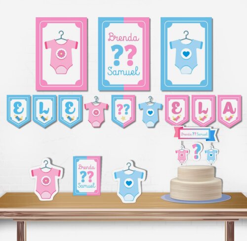 Kit Festa Chá Revelação Body de Bebê | Só um Bolinho