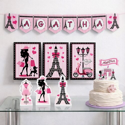 Kit Festa Paris Luxo Papelaria Personalizada Só um Bolinho Menina