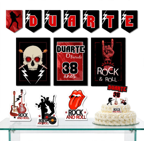 Kit Festa Rock Papelaria Personalizada Só um Bolinho Aniversário