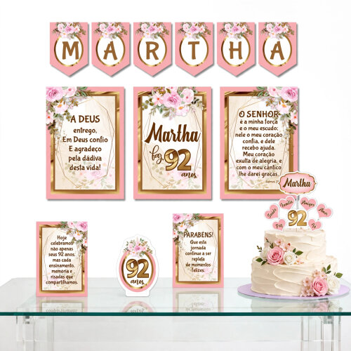 Kit Festa Floral Feminino Papelaria Personalizada Só um Bolinho