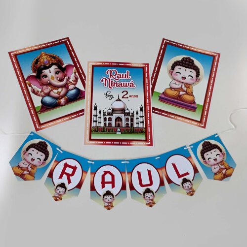 Kit Festa Indiana Buda Ganesha Rosa | Papelaria Menina