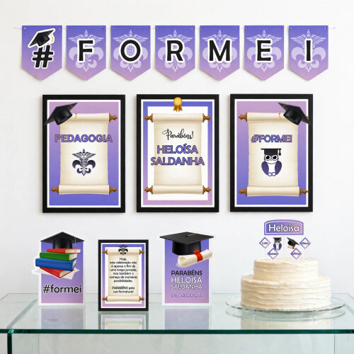 Kit Festa Formatura Graduação Qualquer Curso Papelaria Personalizada