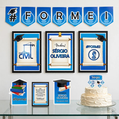 Kit Festa Formatura Graduação Qualquer Curso | Só um Bolinho