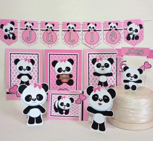 Kit Festa Urso Panda Menina Rosa | Só um Bolinho