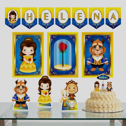 Kit Festa A Bela e a Fera Fofo Papelaria Personalizada Só um Bolinho