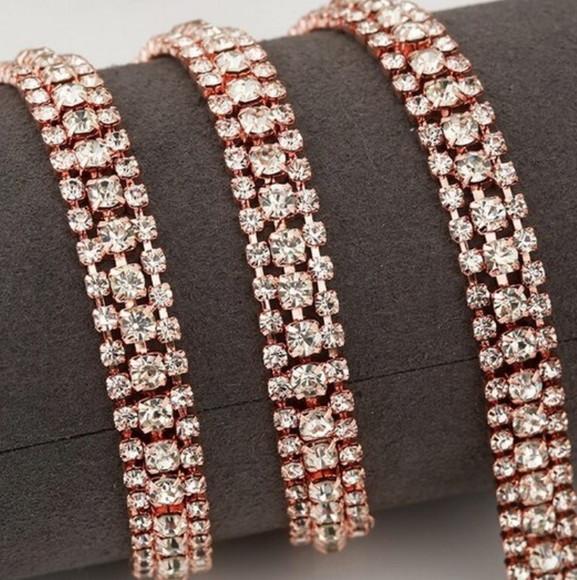 Aplique de Strass 1 cm Rosé Gold 45cm