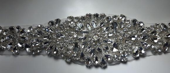 Aplique de strass Flores de prata