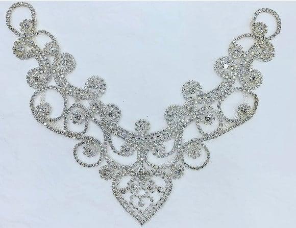 Aplique de Strass para Decote de Vestido de Festa