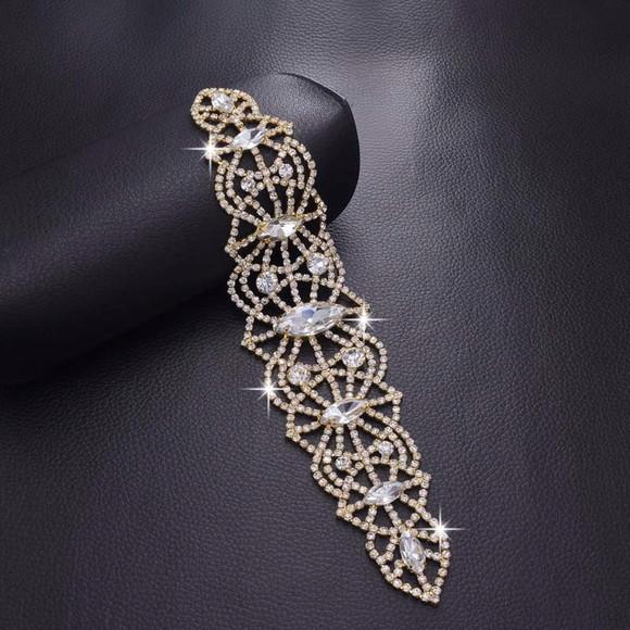Aplique Dourado com Strass para Vestido de Noiva ou Festa
