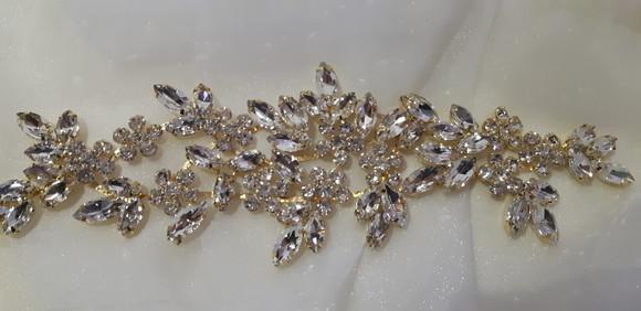Aplique Folhas de Strass Dourado
