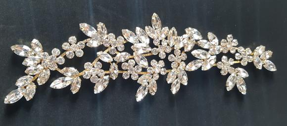 Aplique Folhas de Strass Dourado