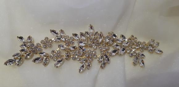Aplique Folhas de Strass Dourado