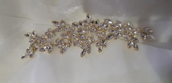 Aplique Folhas de Strass Dourado