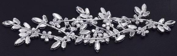 Aplique Folhas de Strass Prata