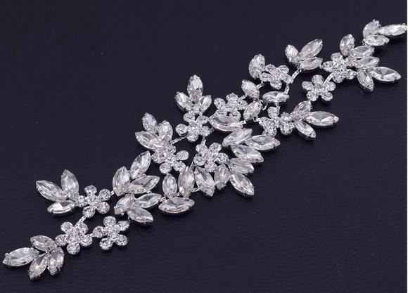 Aplique Folhas de Strass Prata