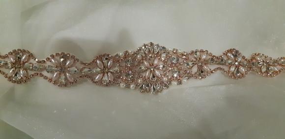 Aplique Rosé Gold De Strass E Pérolas