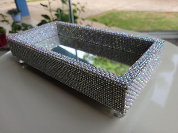 Bandeja Espelhada Decorada com Strass Ab