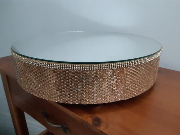 Base dourada Boleira espelhada 40 cm para bolo