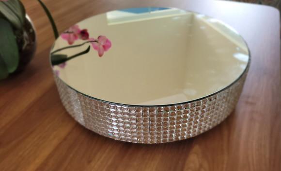 Base Prateada Boleira Espelhada 40 cm para Bolo