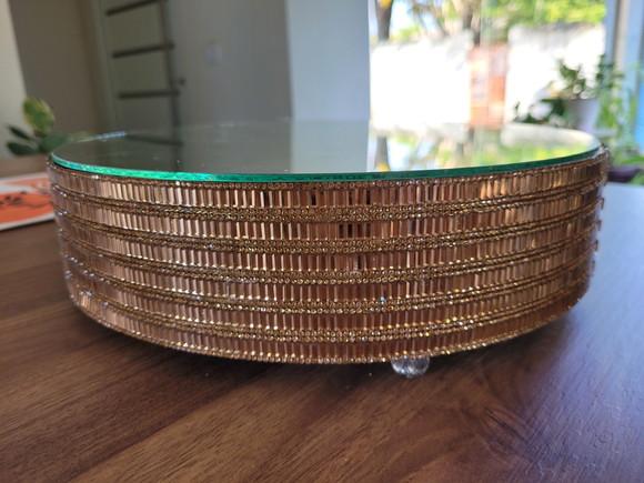 Base para Bolo Dourada com Espelho 30cm Promoção