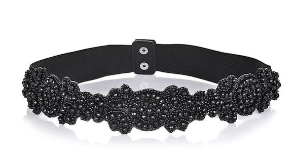 Cinto bordado preto para vestido de festa