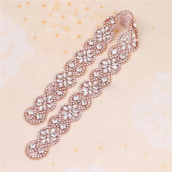 Cinto com Aplique Rosé Gold Bordado com Pedraria