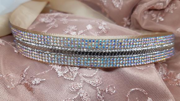 Cinto com strass Boreal (Furta coror) rosa e metal prata