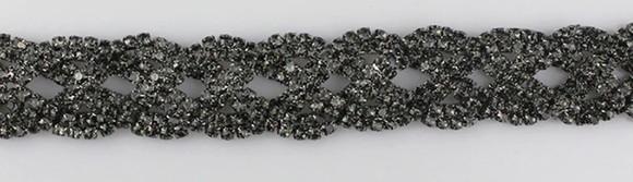 Cinto de Metal Trançado de Strass Preto