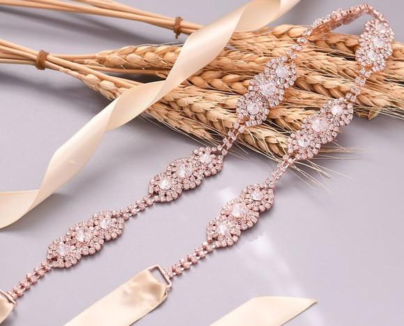 Cinto de strass delicado rosé gold