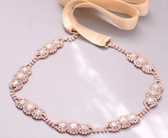 Cinto de strass delicado rosé gold