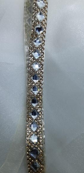 Cinto de strass dourado e prata 1 cm