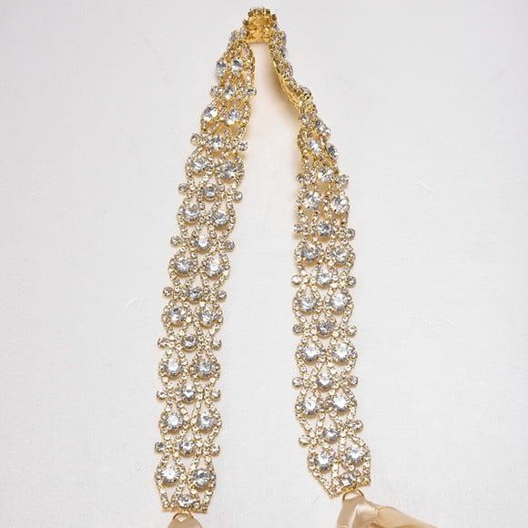 Cinto de Strass Dourado Luxuoso