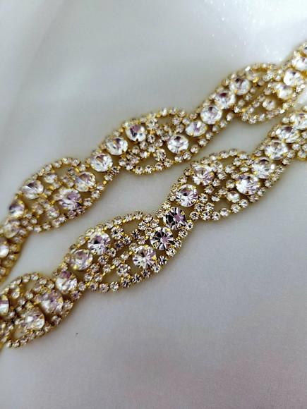 Cinto de Strass Dourado Trançado