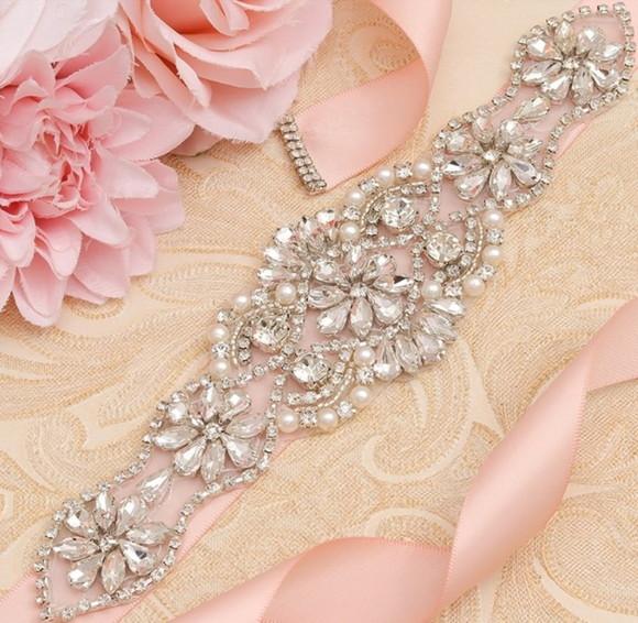 Cinto de Strass e Pérolas Aplique 18cm!