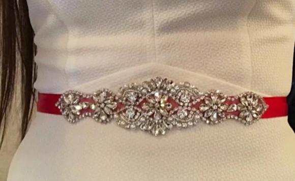 Cinto de Strass e Pérolas Aplique 18cm!