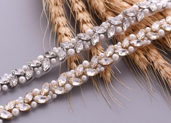 Cinto de Strass e Pérolas Dourado ou Prata