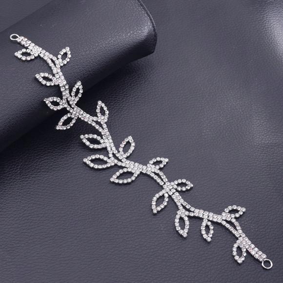 Cinto de strass folhas prata